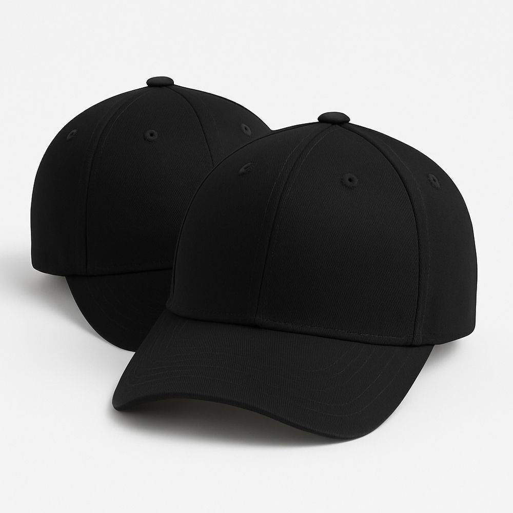 2 Pack Black Structured Baseball Caps – Blank Adjustable Hats – Perfect for Embr